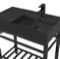 Modern Matte Black Ceramic Console Sink and Matte Black Base, 32